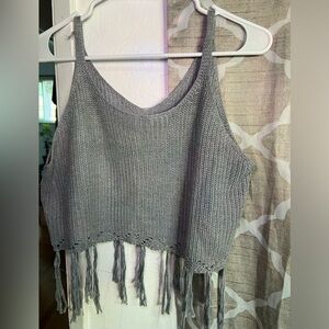 WOMENS KNIT CAMI FRINGE BLOUSE TOP SIZE 2XL